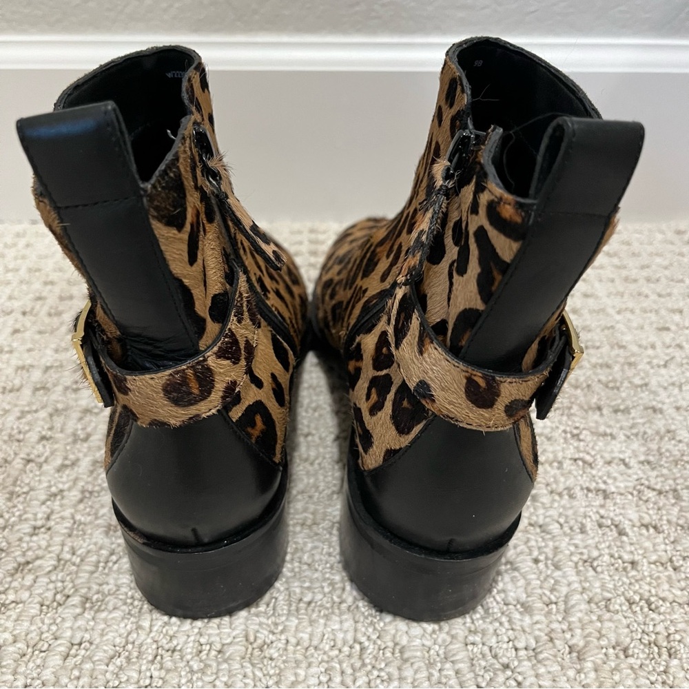 Cole Haan Women's Kimberly Water Resistant Ankle Bootie sz9 Leopard fur - Picture 3 of 4